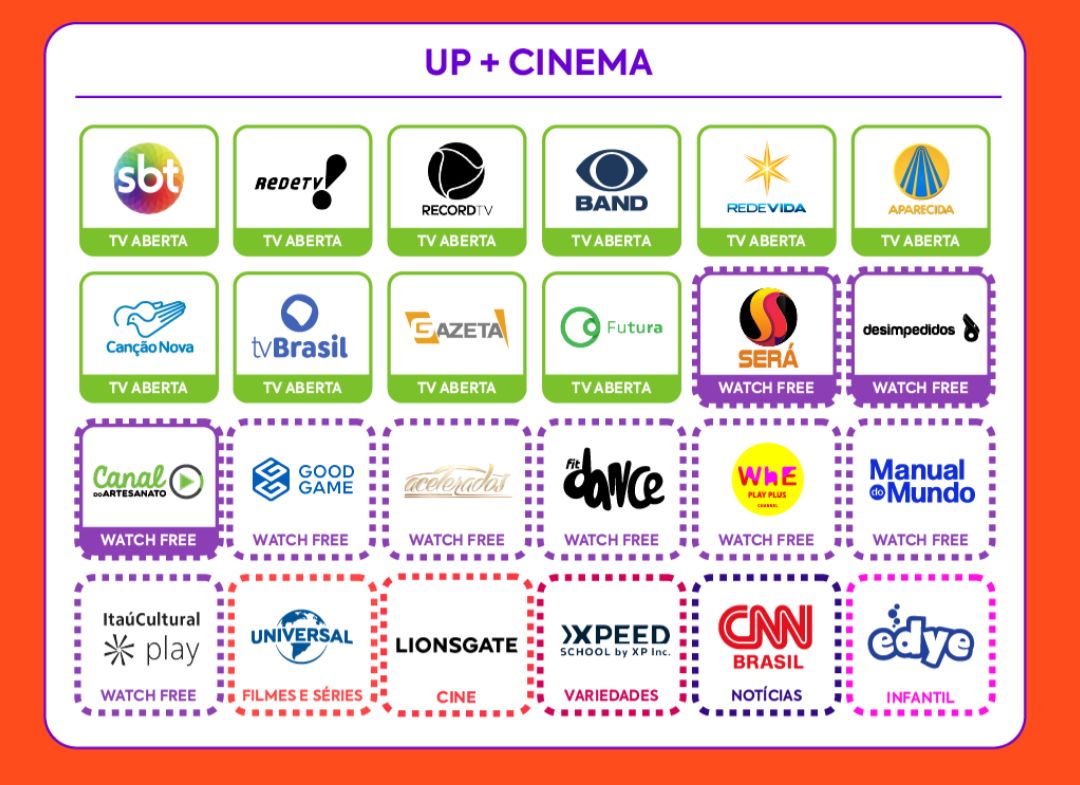 Plano UP CINE - 26 canais